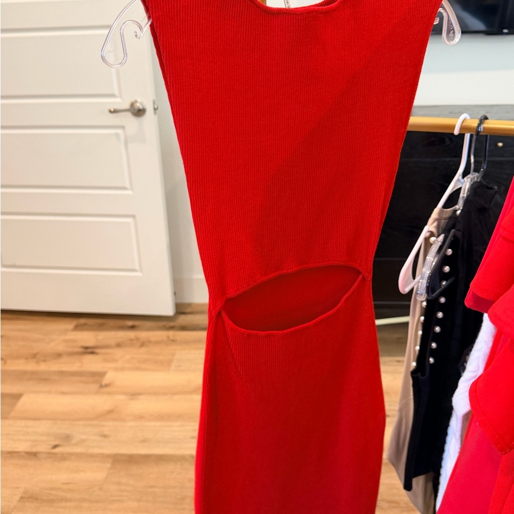 Elegant Red Cut-Out Dress